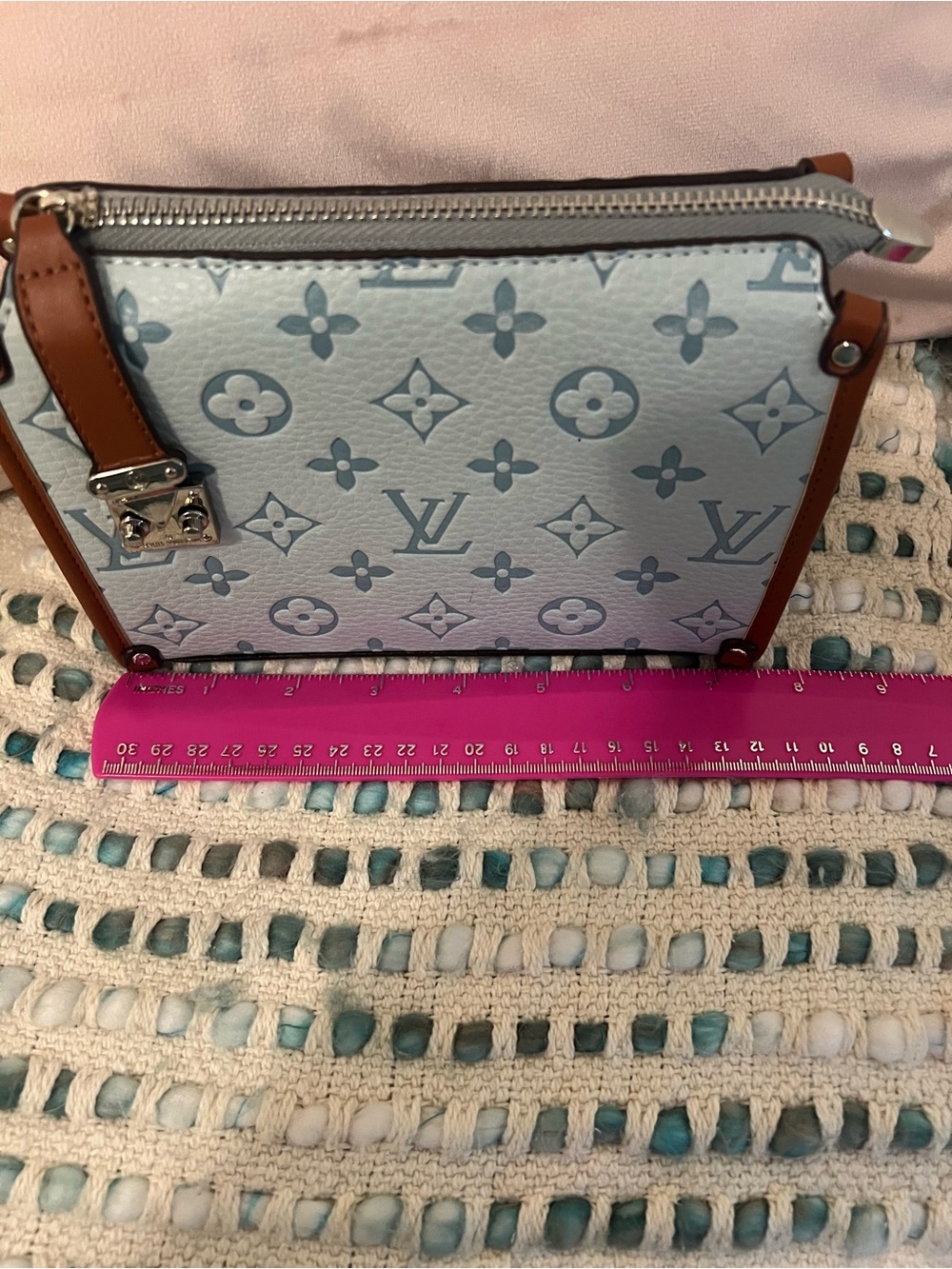 INSPIRED Blue Monogram Mini Trunk Crossbody - Picture 5 of 10